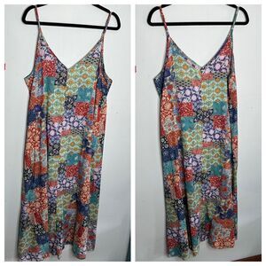Natural Life Gracie Slip Dress Patchwork Print Light Woven Cotton Size XL